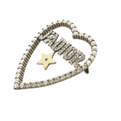 Dior Brooch Metal Line Stone Gold
