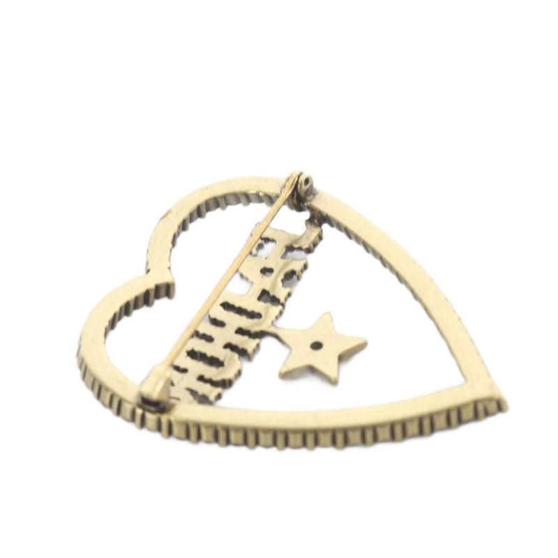 Dior Brooch Metal Line Stone Gold