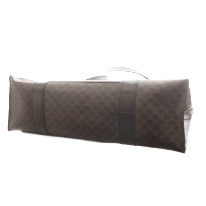 Celine Macadam Pattern Tote Shoulder Bag Leather Brown Black