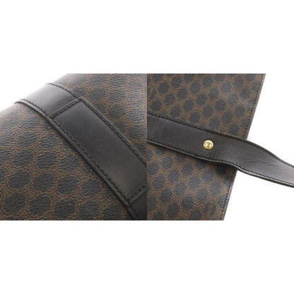Celine Macadam Pattern Tote Shoulder Bag Leather Brown Black