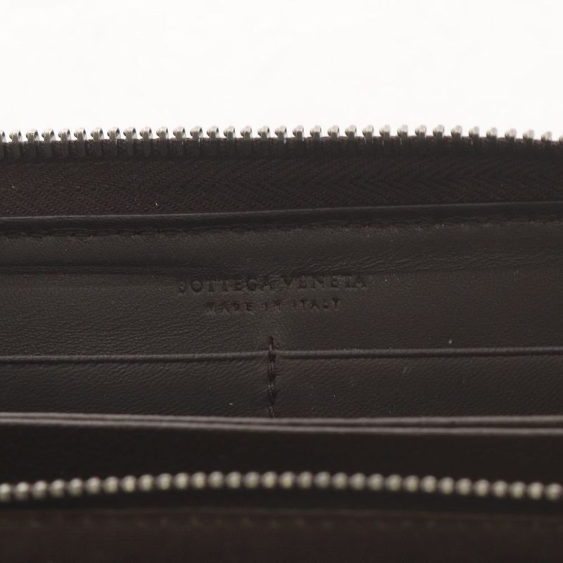 Bottega Veneta Intrecciato Wallet Zip Around Coin Purse Leather Brown