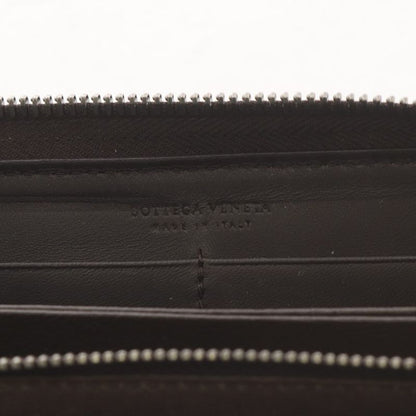 Bottega Veneta Intrecciato Wallet Zip Around Coin Purse Leather Brown