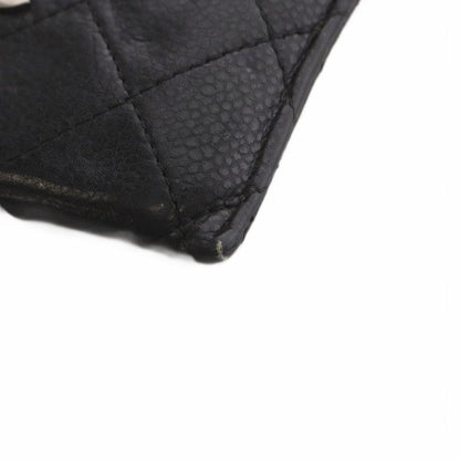 Chanel Quilted Caviar Leather CC Logo Card Case Business Holder Black