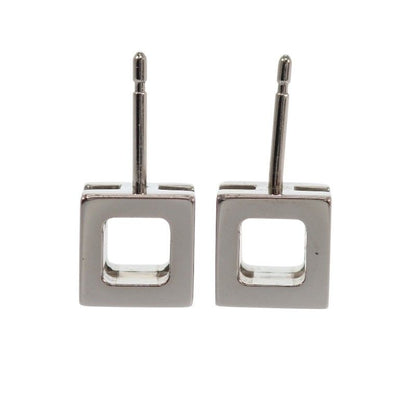 Hermes Cage d'H Cube Earrings Stud Both Ears Metal Blue Silver