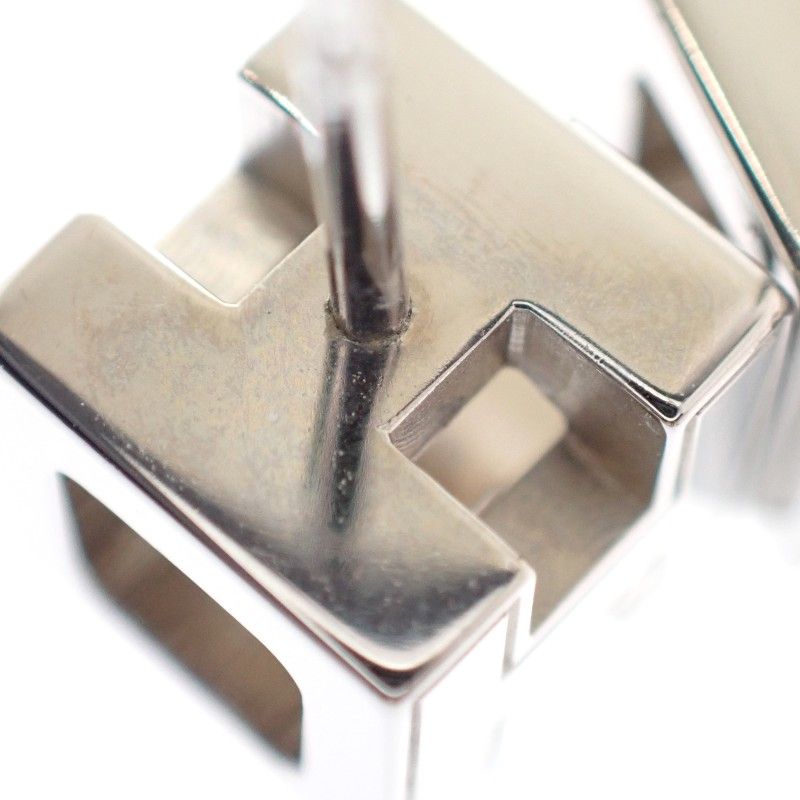 Hermes Cage d'H Cube Earrings Stud Both Ears Metal Blue Silver