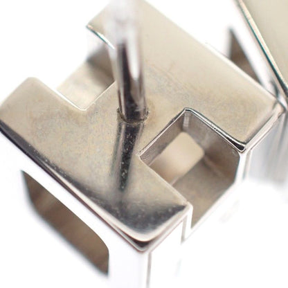 Hermes Cage d'H Cube Earrings Stud Both Ears Metal Blue Silver