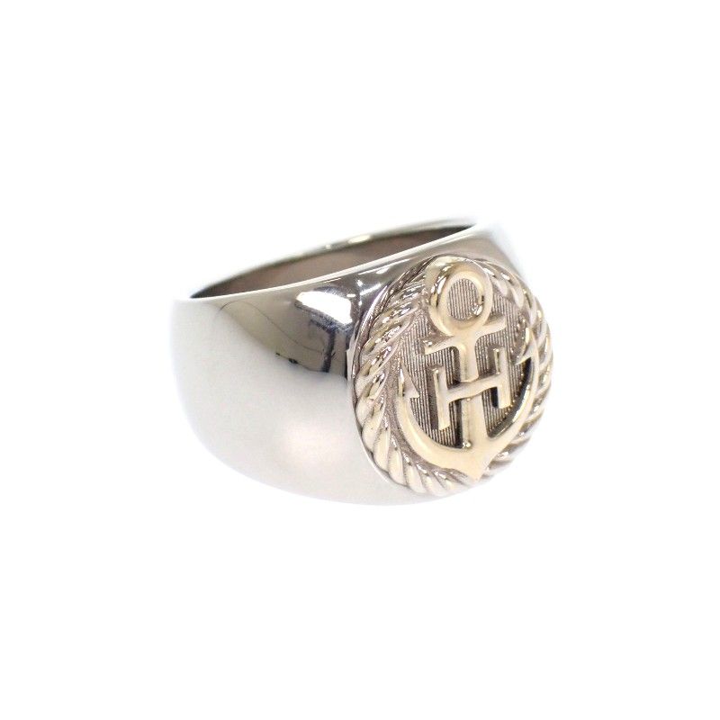 Hermes Cargo Ring Anchor Marine Star Silver