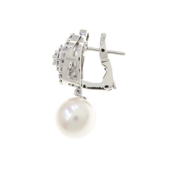 Chanel Camellia Diamond Pearl Earrings