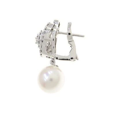 Chanel Camellia Diamond Pearl Earrings