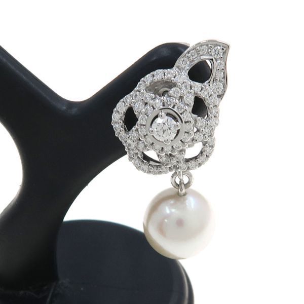 Chanel Camellia Diamond Pearl Earrings