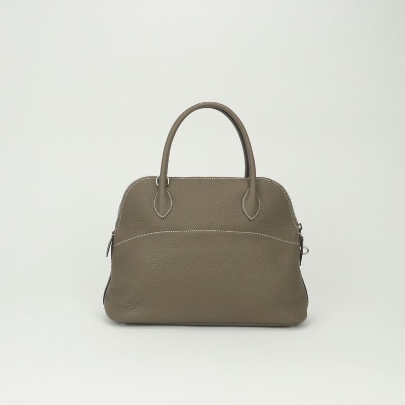 Hermes Bolide 31 Tote Taurillon Clemence Etoupe Gray Silver