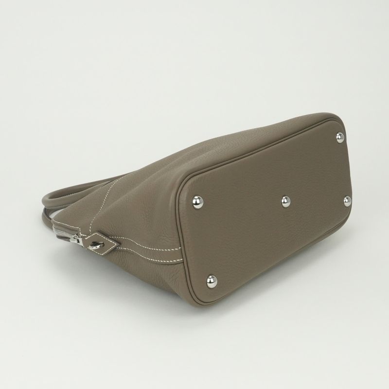 Hermes Bolide 31 Tote Taurillon Clemence Etoupe Gray Silver