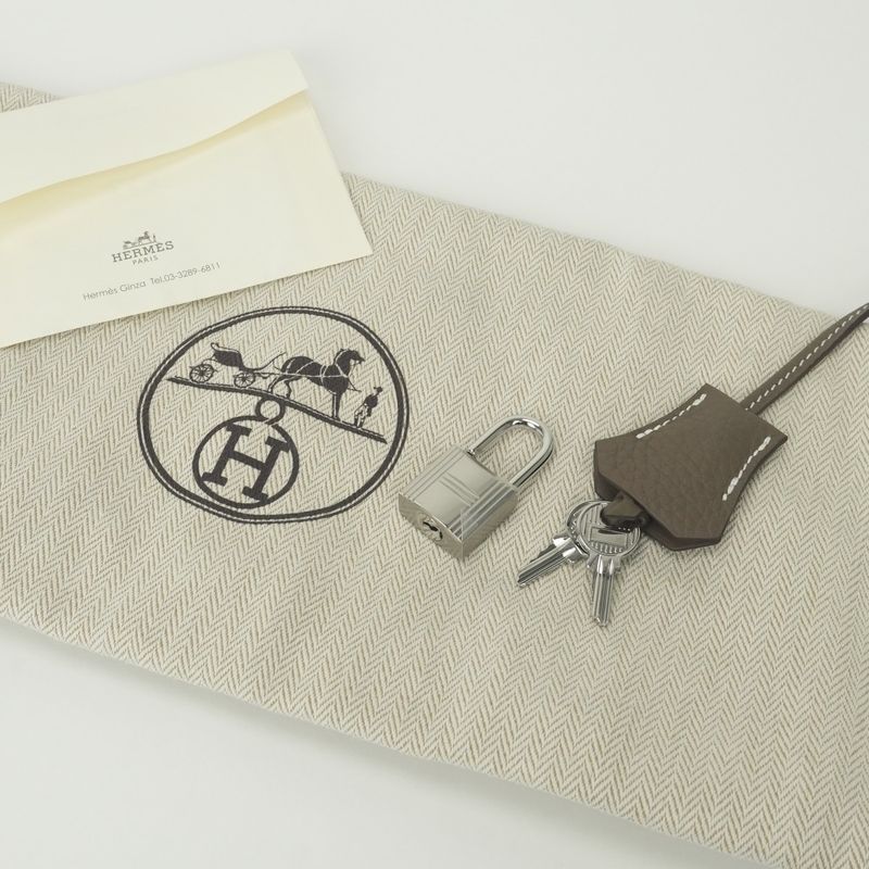Hermes Bolide 31 Tote Taurillon Clemence Etoupe Gray Silver