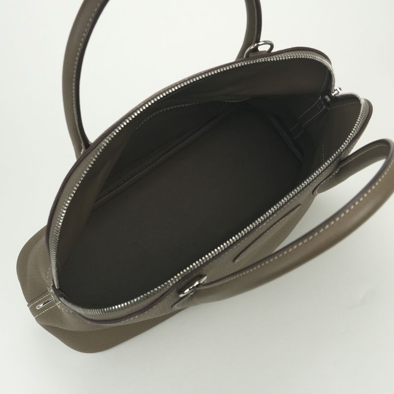 Hermes Bolide 31 Tote Taurillon Clemence Etoupe Gray Silver