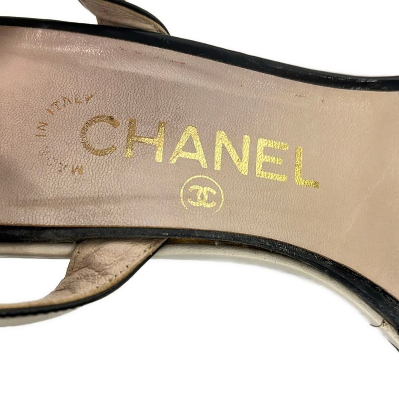 Chanel Sandals 36 Black White Leather