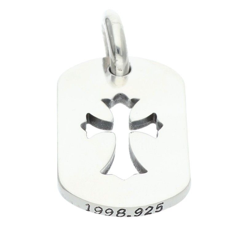 Chrome Hearts D Tag Sml CO Crs Cutout Cross Dog Tag Small Necklace Top