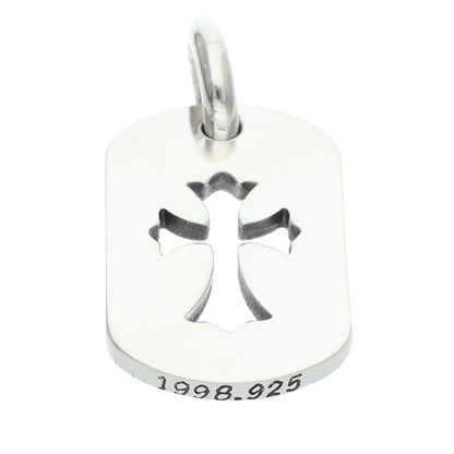 Chrome Hearts D Tag Sml CO Crs Cutout Cross Dog Tag Small Necklace Top