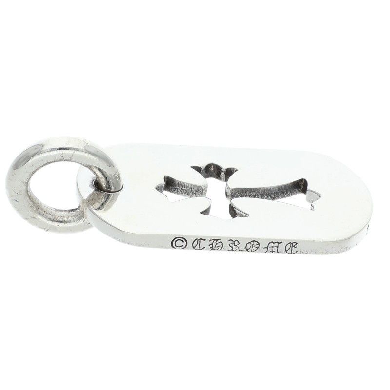 Chrome Hearts D Tag Sml CO Crs Cutout Cross Dog Tag Small Necklace Top