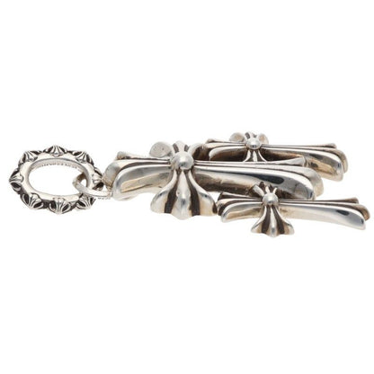 Chrome Hearts 3 CH Crs Lrg Triple CH Cross Large Silver Necklace Top