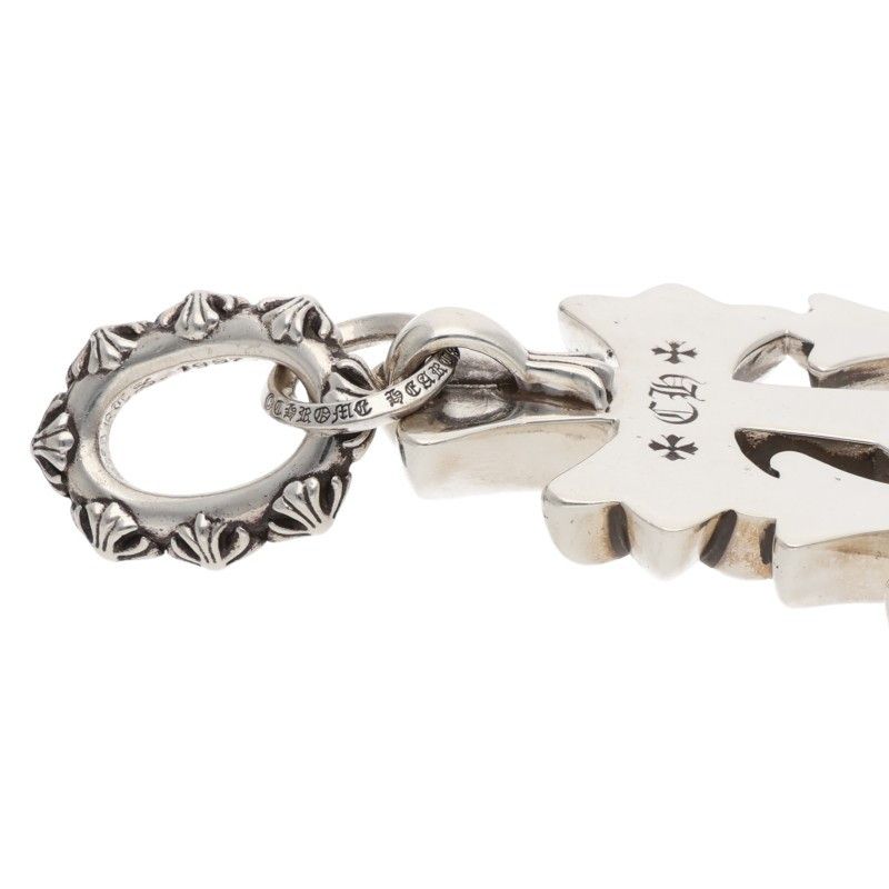 Chrome Hearts 3 CH Crs Lrg Triple CH Cross Large Silver Necklace Top