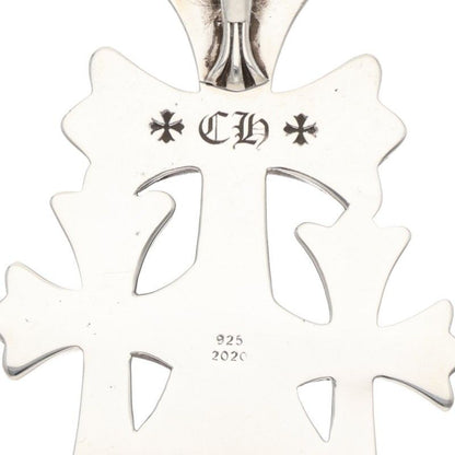 Chrome Hearts 3 CH Crs Lrg Triple CH Cross Large Silver Necklace Top