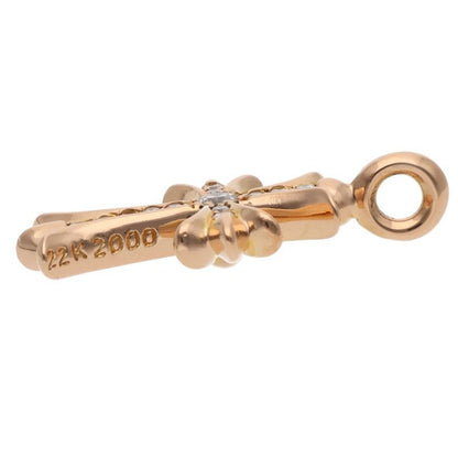 Chrome Hearts 22k Tny Crsf P Dmnd Tiny Fat Cross Pave Diamond Pendant Gold