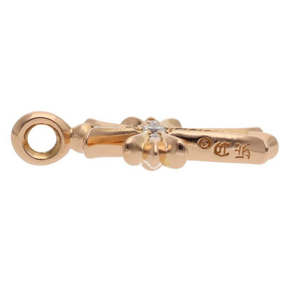 Chrome Hearts 22k Tny Crsf P Dmnd Tiny Fat Cross Pave Diamond Pendant Gold