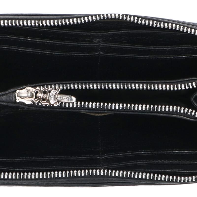 Chrome Hearts Rec Zip Zero Pyramid Stud Corner Round Zip Leather Wallet