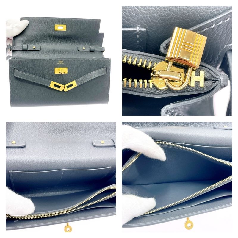 Hermes Kelly Wallet Long to Go Ardoise