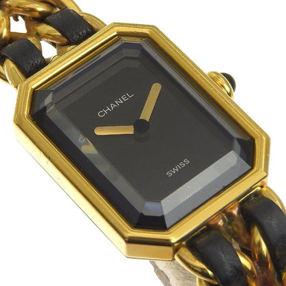 Chanel Premier S Gold Plated Leather Black Quartz Analog Display Dial Watch