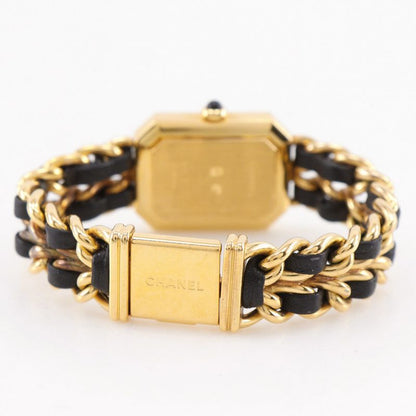 Chanel Premier S Gold Plated Leather Black Quartz Analog Display Dial Watch