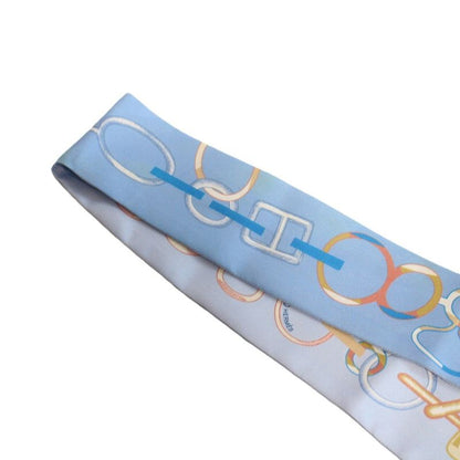 Hermes Twilly Dre Buckle Silk Blue Scarf