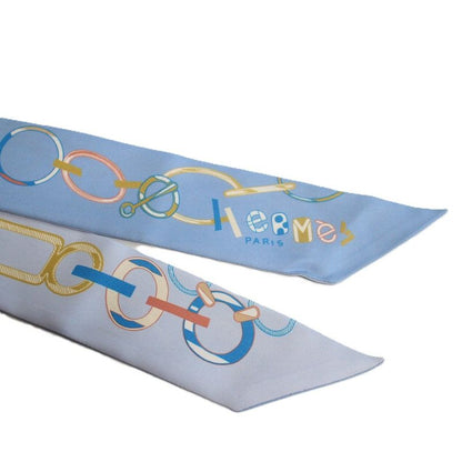 Hermes Twilly Dre Buckle Silk Blue Scarf