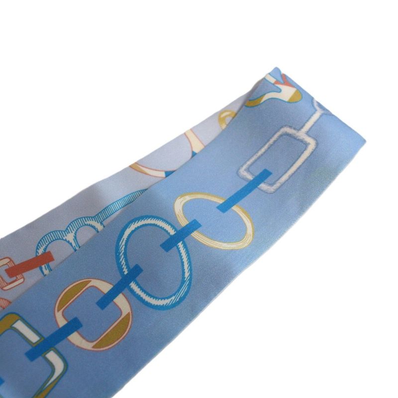 Hermes Twilly Dre Buckle Silk Blue Scarf