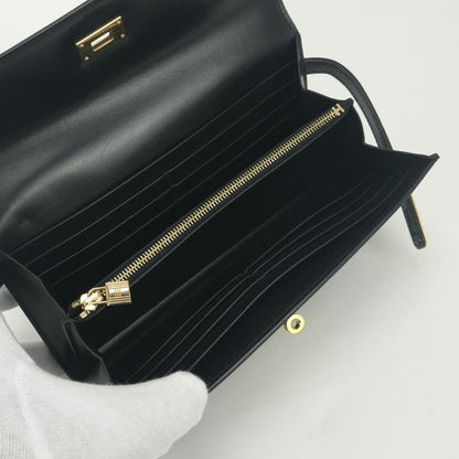 Hermes Kelly Wallet Box Calf Noir Black Gold