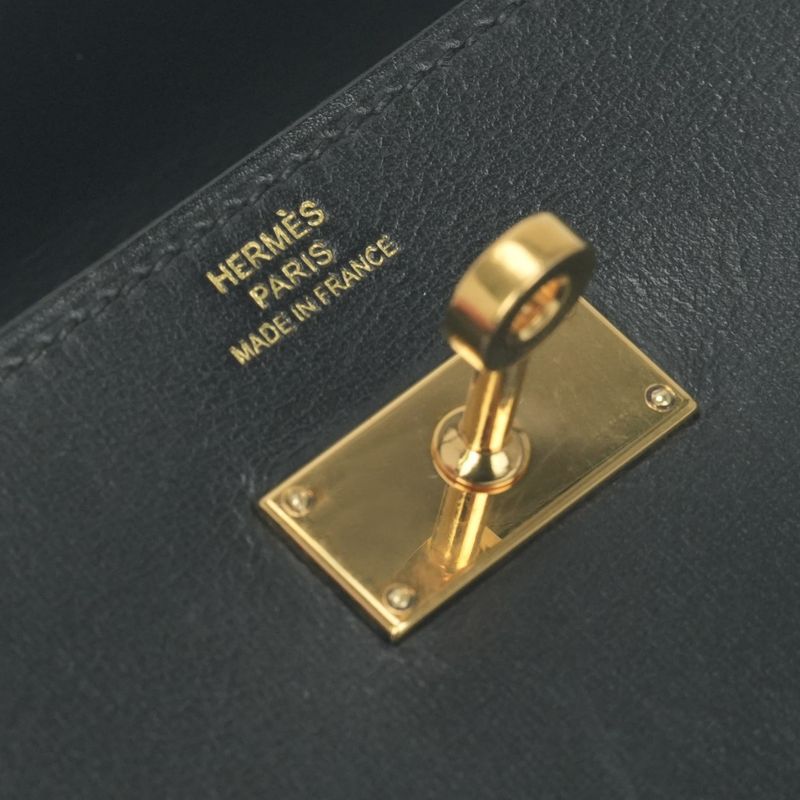 Hermes Kelly Wallet Box Calf Noir Black Gold