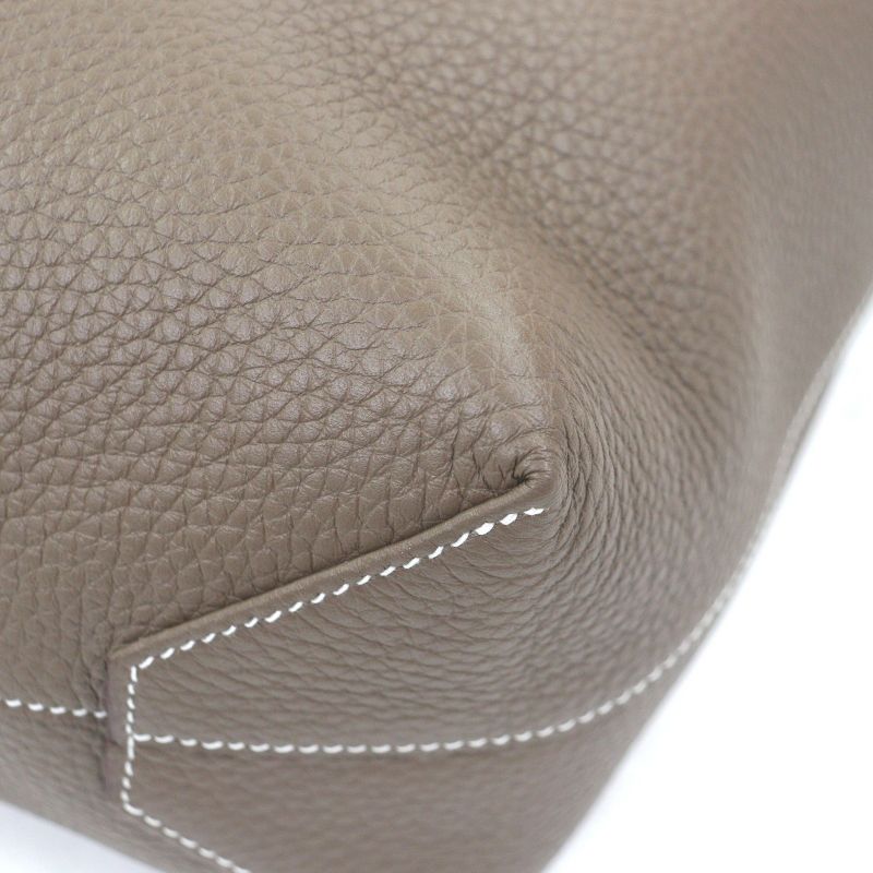 Hermes Double Sens 45 Taurillon Clemence Leather Tote Etoupe Bourg Nuit