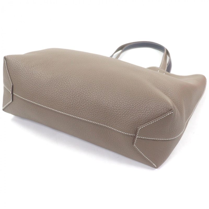 Hermes Double Sens 45 Taurillon Clemence Leather Tote Etoupe Bourg Nuit