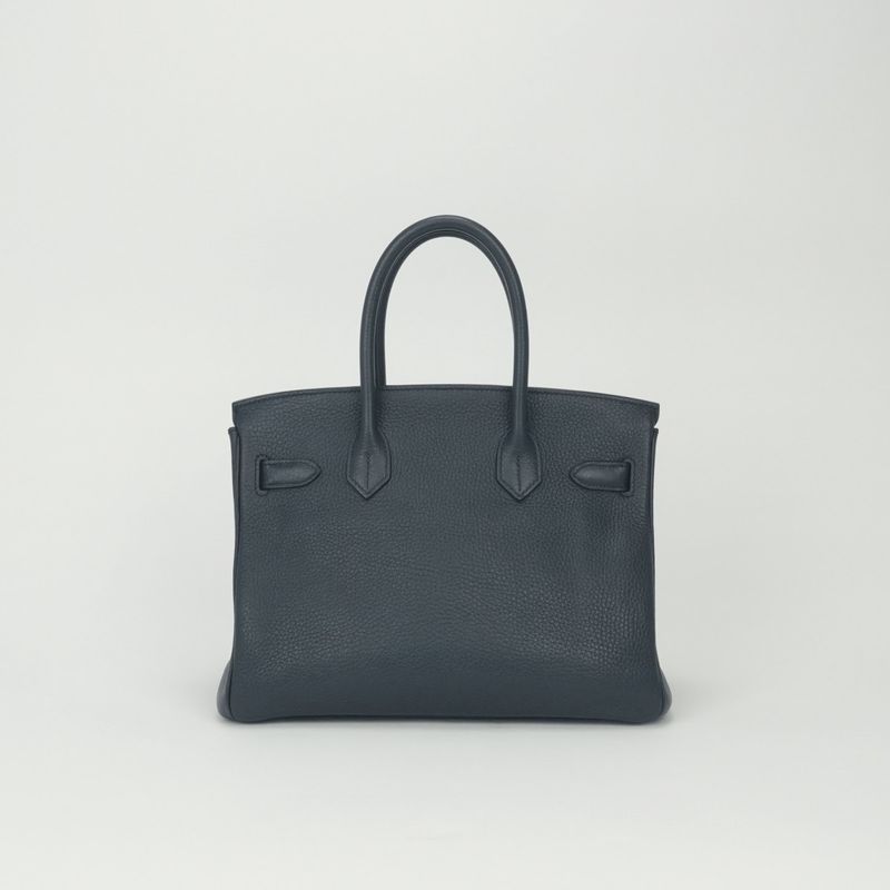 Hermes Birkin 30 Bag Togo Blueindigo Bluenavy Navy Blue Silver Handbag