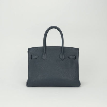 Hermes Birkin 30 Bag Togo Blueindigo Bluenavy Navy Blue Silver Handbag