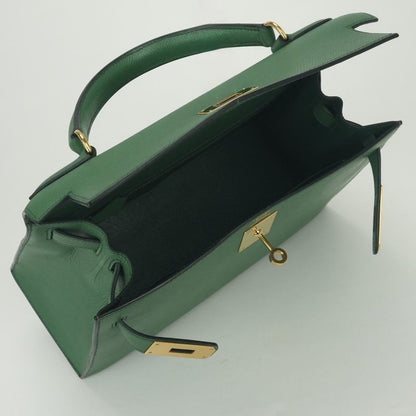 Hermes Kelly 28 Tote Courchevel Green Gold Handbag Sellier