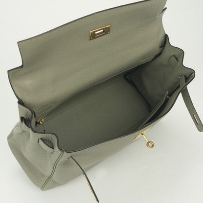 Hermes Kelly 32 Tote Shoulder Bag Togo Sauge Green Gold 2-Way Retourne