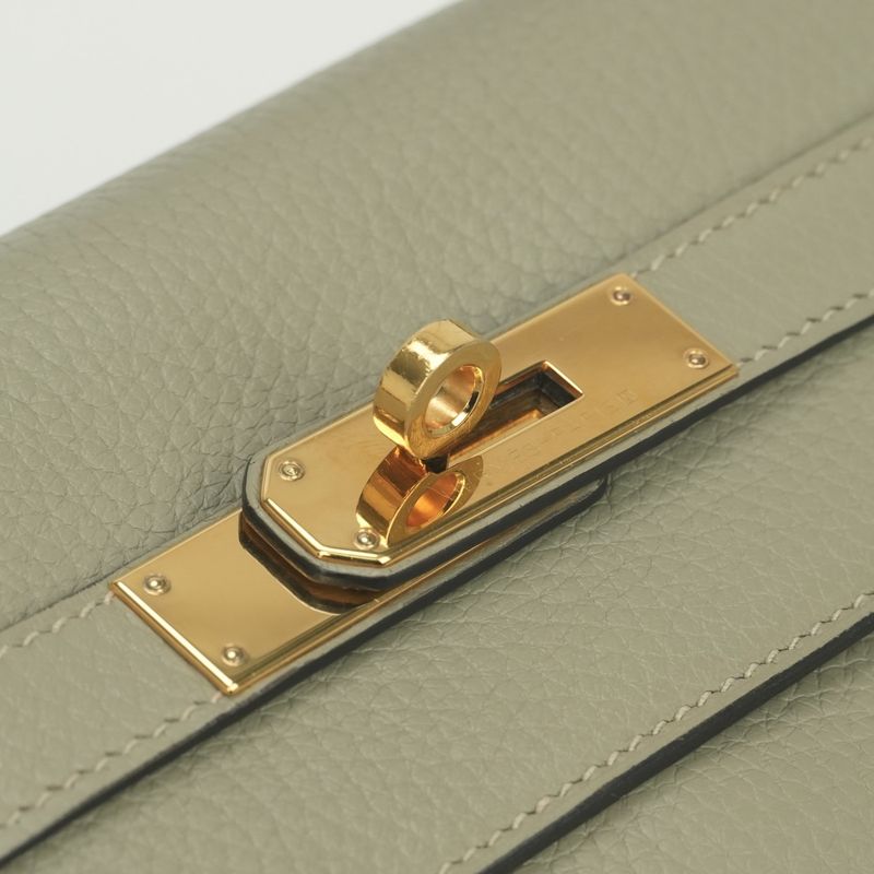 Hermes Kelly 32 Tote Shoulder Bag Togo Sauge Green Gold 2-Way Retourne