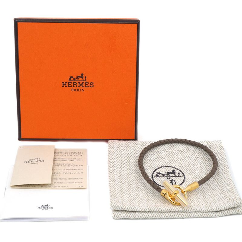 Hermes Bracelet Glenan Etoupe Gray Gold Small