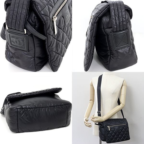 Chanel Coco Cocoon Shoulder Bag Nylon Leather Black