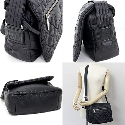 Chanel Coco Cocoon Shoulder Bag Nylon Leather Black