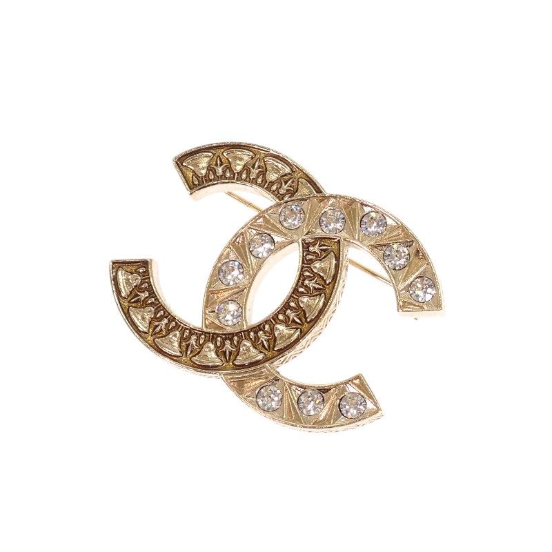 Chanel CC Logo Brooch Metal Gold Antique