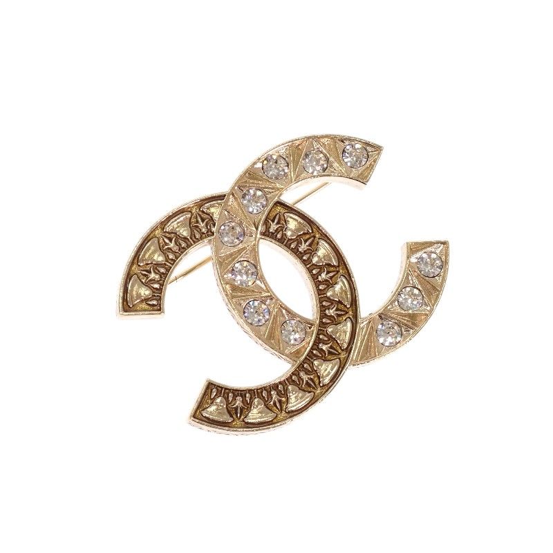 Chanel CC Logo Brooch Metal Gold Antique