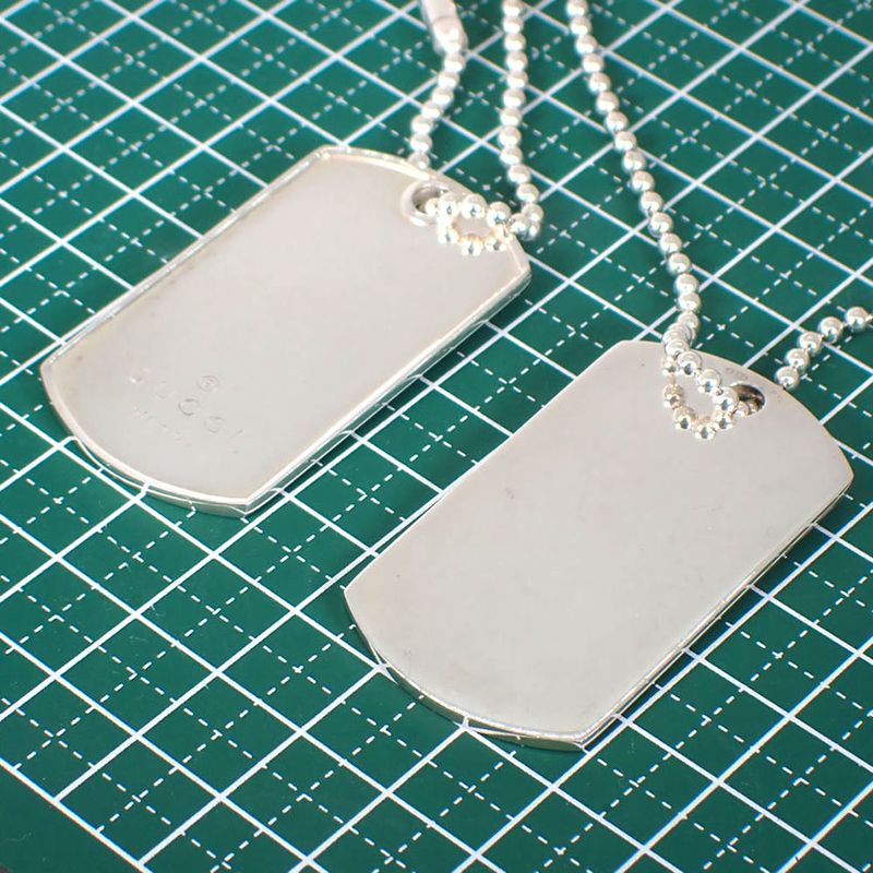 Gucci 925 Dog Tag Plate 2 Pieces Necklace