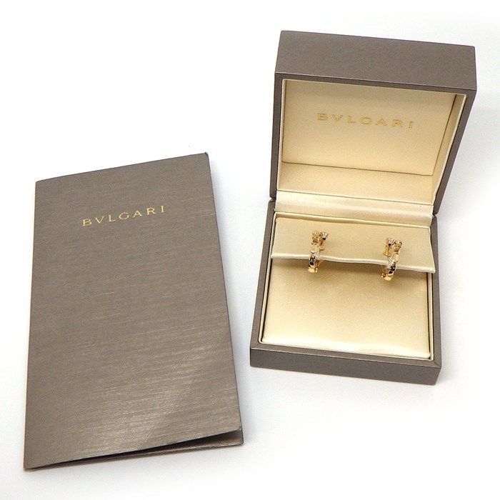 Bvlgari Earrings Serpenti Viper Hoop Demi Pave Diamond Total 18k Pink Gold